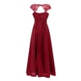 thumbnail image 6 of Qiopertar Women's Formal Evening Dress Elegant Lace V-Neck Long Sleeveless Maxi Dress with Slit Cocktail Party Wedding Guest Gown, Red S, 6 of 6