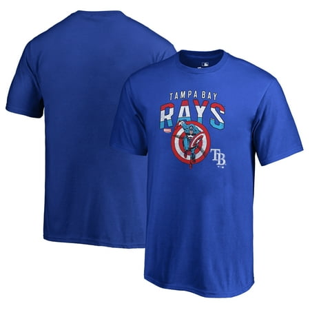- Tampa Bay Rays Fanatics Branded Youth MLB Marvel Captain's Shield T-Shirt - Royal