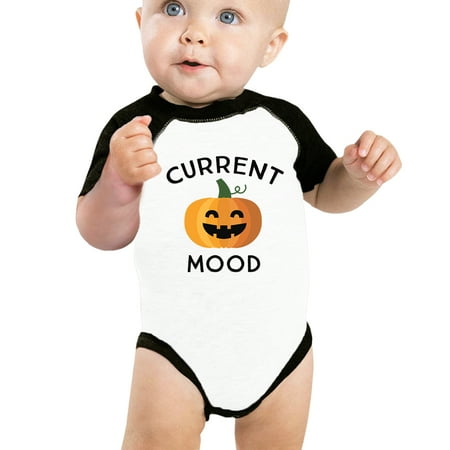 

Pumpkin Current Mood Baby Girl Halloween Bodysuit Baseball Raglan