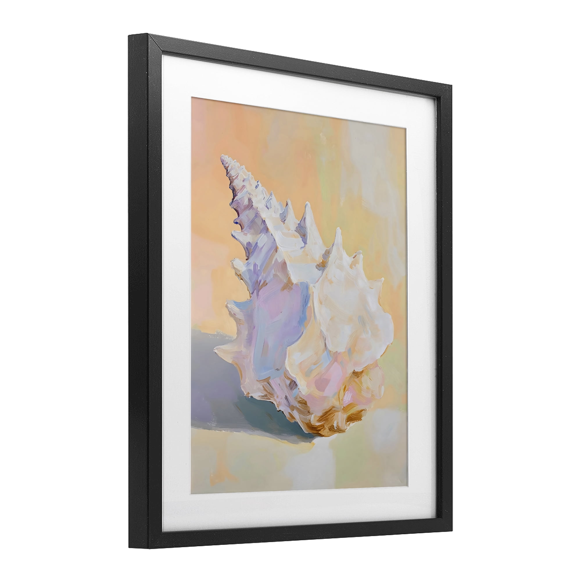 Stupell Industries Vintage Shell in Pastel Light Black Framed Print Under Glass, design by The Prints Vibe