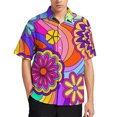 thumbnail image 3 of Blusas estampadas con flores coloridas y estampado completo para hombres, ropa para vacaciones en la playa, camisetas de manga corta con estampado floral brillante en 3D, 3 of 5