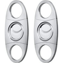 Cigar Cutter Guillotine, Stainless Steel Portable Smooth Double Blade,Exquisite Cigar Clippers Cigar Accessories (Silver 2 Pack)