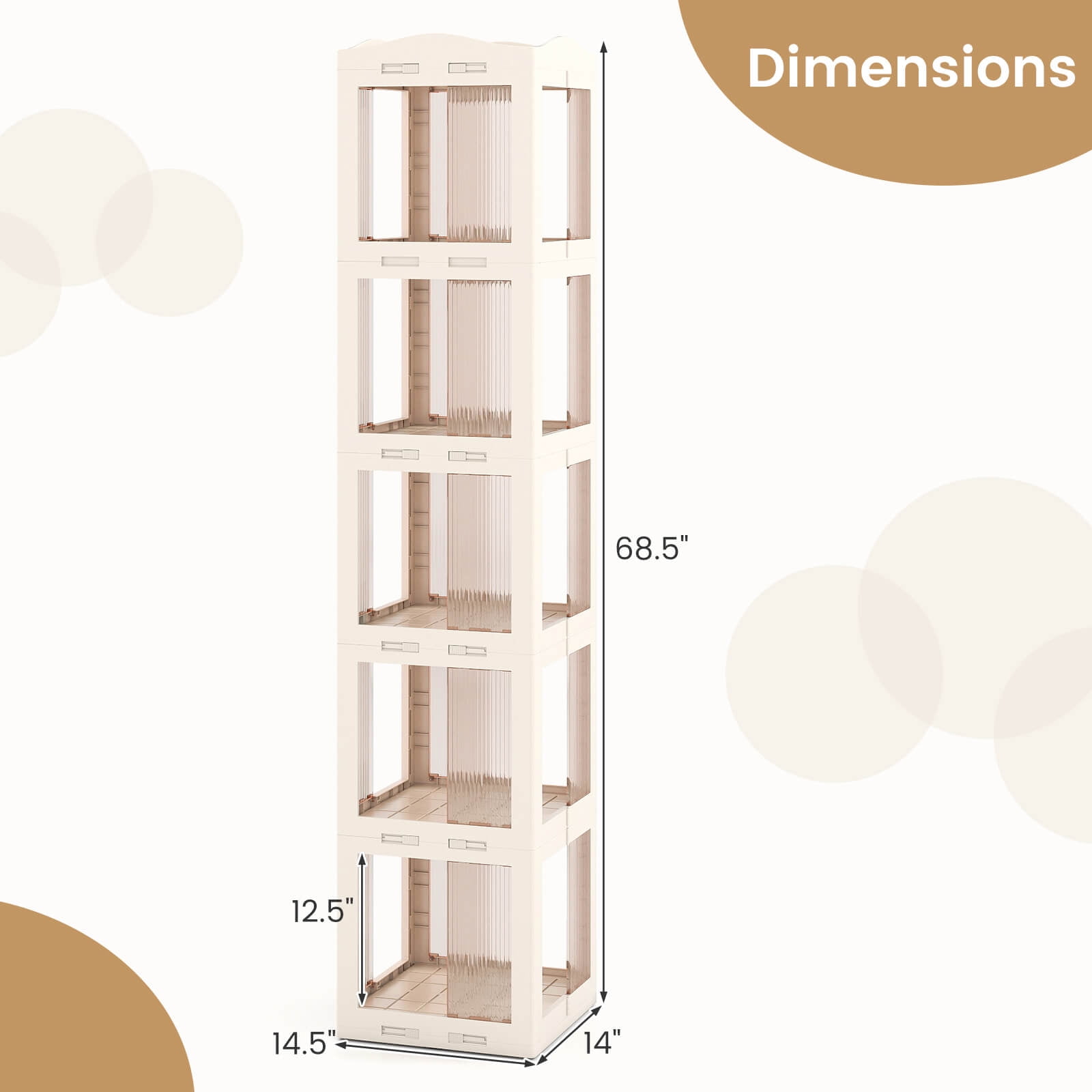 Costway 360° Spinning Bookcase with Swivel Base, 5-Tier Revolving Bookshelf Tower for Study