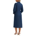 thumbnail image 3 of Vestido de mezclilla para mujer Inspire Chic, ajuste holgado, manga 3/4, con botones, midi, color azul oscuro, 3 of 6