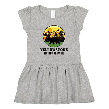

Inktastic Yellowstone National Park with Bear Mountains and Trees Cricle Gift Toddler Girl Dress