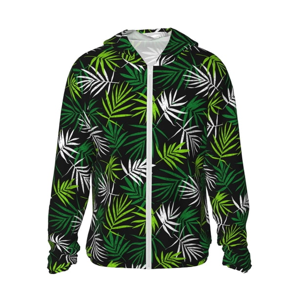 Balery Tropical Leaves1 Sudadera ligera de manga larga con capucha y protección solar UPF 50+ para hombre y mujer, ideal para pesca y running-Small