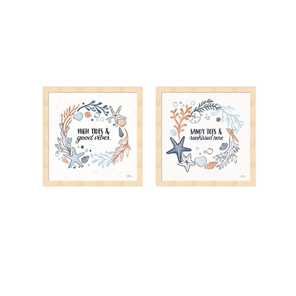 Metaverse Janelle Penner 'Simple Sea A' Framed Art (Set of 2)