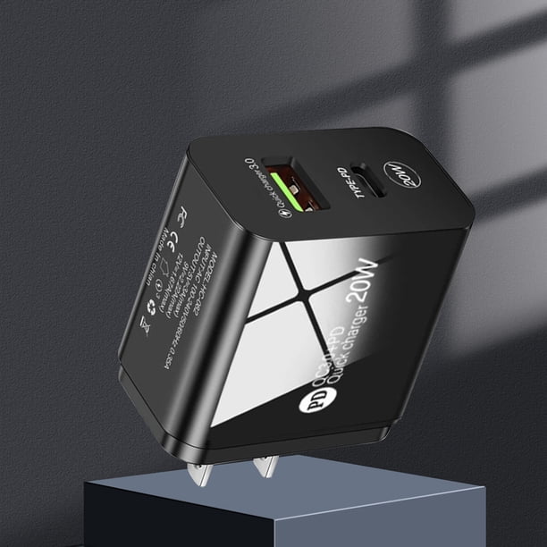 Cargadores de teléfono móvil PD 20W Cargadores de pared ligeros para Huawei (negro de EE. UU.) Sywqhk Para estrenar