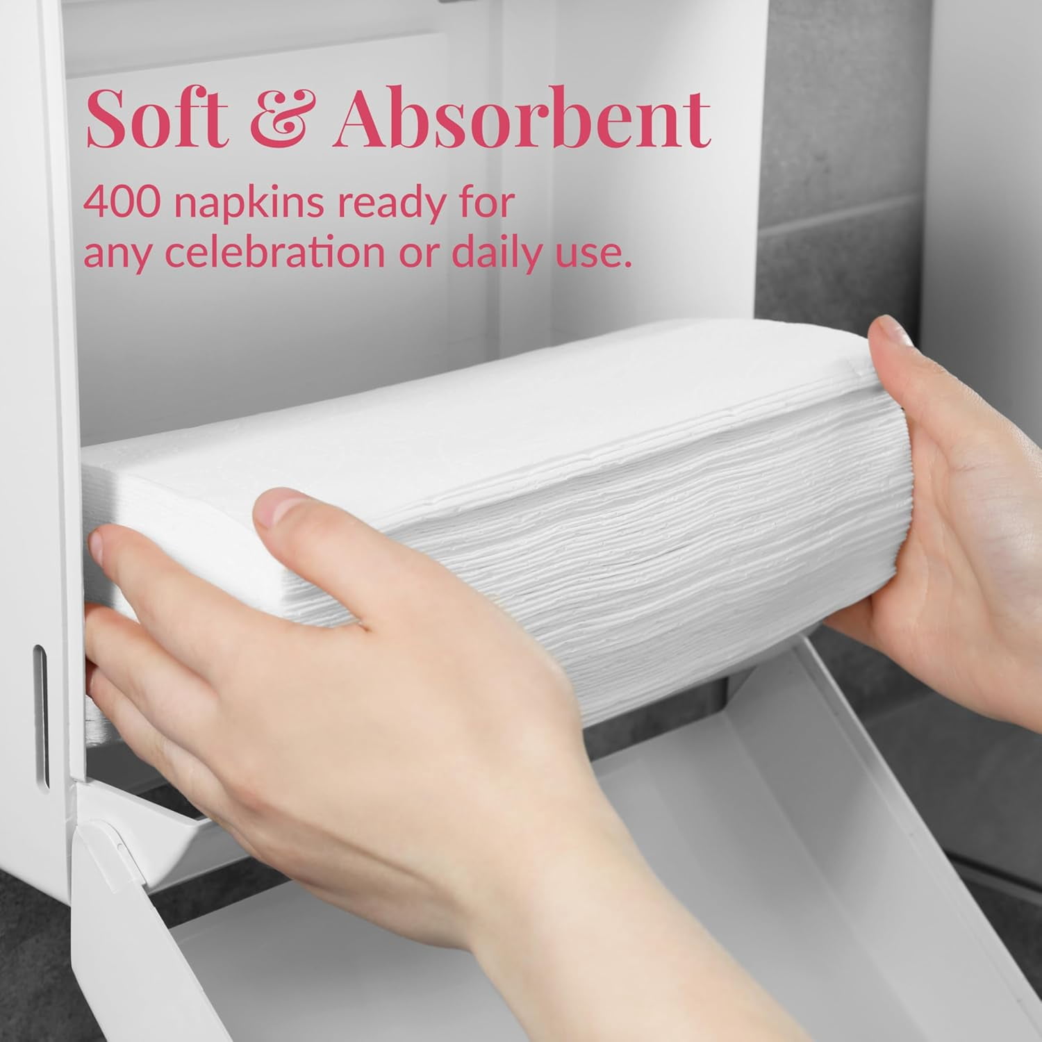 400 Linen Feel Disposable Paper Hand Towels - White, Event Supplies, Disposable Guest Towels, Wedding Napkins, Disposable Napkins for Guest Bathroom, Christmas Parties, Holiday Dinners