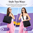 thumbnail image 3 of Puffer Tote Bag for Women, Lightweight Puffy Handbag with Compartments, Quilted Shoulder Bag for Work, Travel, Gym-Jet Black, 3 of 9