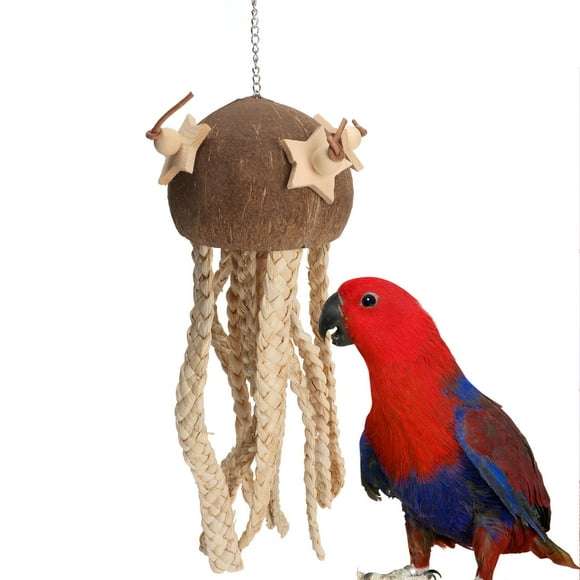 Coconut Shell Toys, Coconut Shell Shredding Toy Safe Bird Cage Decoration Woven Corn Husk For Playing