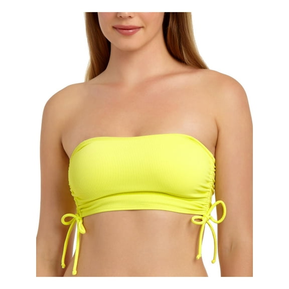 California Waves Womens Juniors Strapless Bandeau Bikini Swim Top Yellow XL
