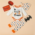 thumbnail image 2 of Mercatoo Toddler Baby Boys Girls Halloween Clothes Long Sleeve Pumpkin Letter Print Rompers Tops and Pants Set Girls Fall Outfits, 2 of 9