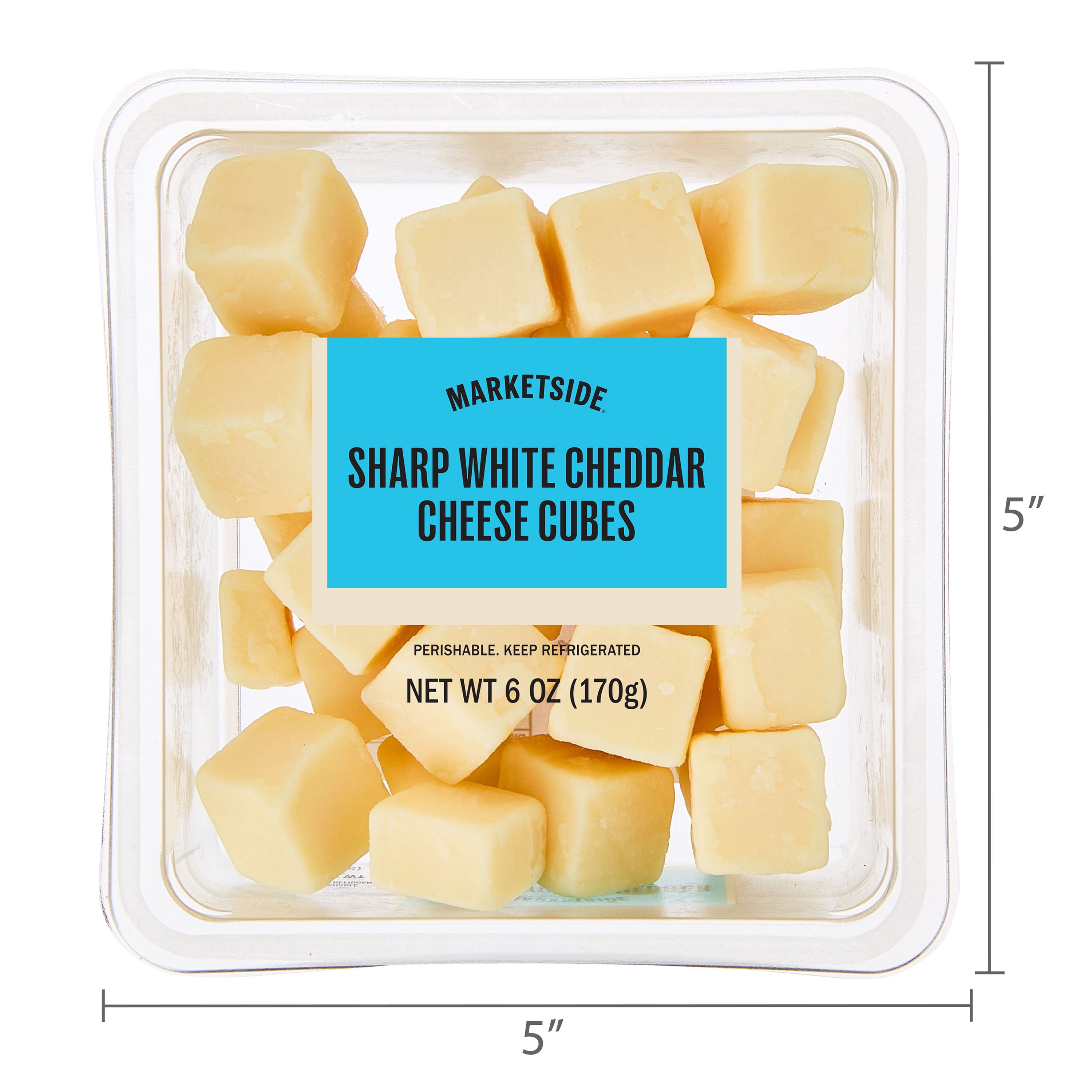 Marketside Cubed Sharp White Cheddar Cheese, 6 oz (Fresh, Plastic Cup)