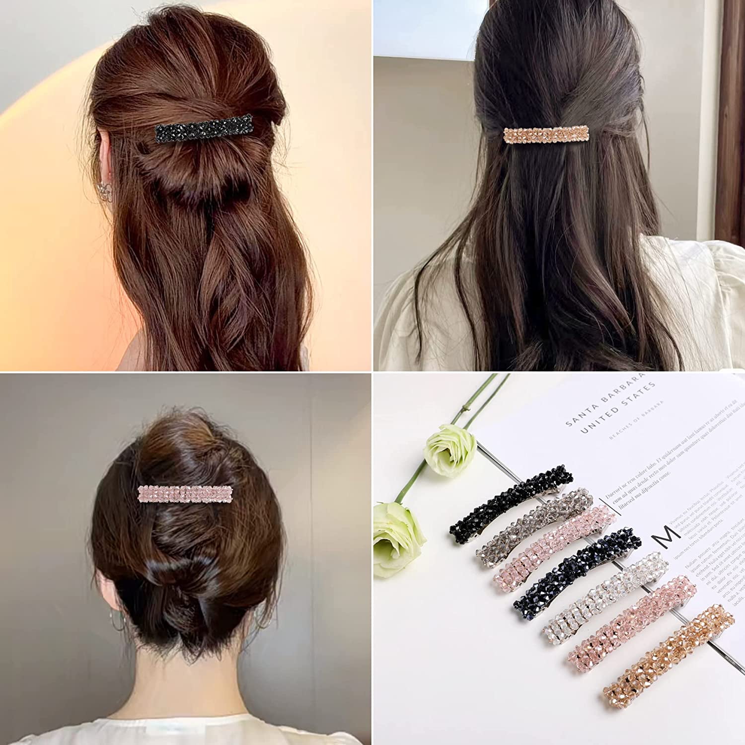 Glitzy and Glamorous Fancy Classy Elegant Crystal Rhinestone Hair Clip Barrette Luxury Hair Accessories: Elegant Letter Design Hair Clip  main image 4