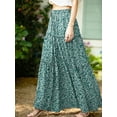 thumbnail image 2 of Cueply Womens Flowy Long Maxi Skirt Pleated Elastic High Waist Drawstring Tiered Skirts with Pockets, 2 of 7