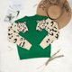 thumbnail image 3 of Pntutb moda mujer Animal Print Patchwork cuello redondo manga larga suéter suelto Pntutb Pntutb-4672, 3 of 9