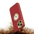 thumbnail image 3 of For Apple iPhone 14 Pro Max PU UV Leather Design Hybrid with Chrome Circle PC Hard Shockproof Bumper Full Body Protective Cover ,Xpm Phone Case [ Red / Gold ], 3 of 4