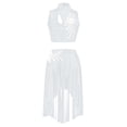 thumbnail image 3 of Sholeno Women Applique Lyrical Dance Outfits Sleeveless Tops Irregular Skirted Leotard Contemporary Dancewear White L, 3 of 5