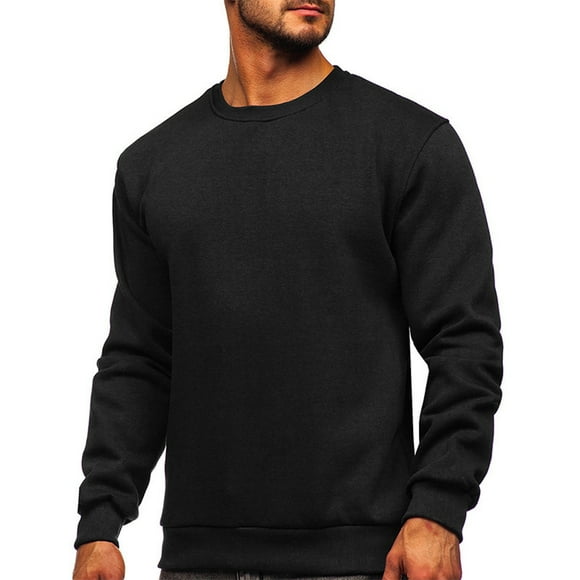 Black Friday Deals 2022! TopLLC Men's Fashion Hoodie & Sweatshirt Men's Long Sleeve Round Neck Solid Sweatshirt Pullover Sweatshirt Warm Fleece Sweatshirt Tops Fall Sweater for Christmas
