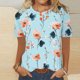 thumbnail image 5 of Blusas para las Mujeres Casual Impreso Cuello Redondo Manga Corta Camiseta Top, Tops Cortos para las Mujeres Primavera Verano, 5 of 8