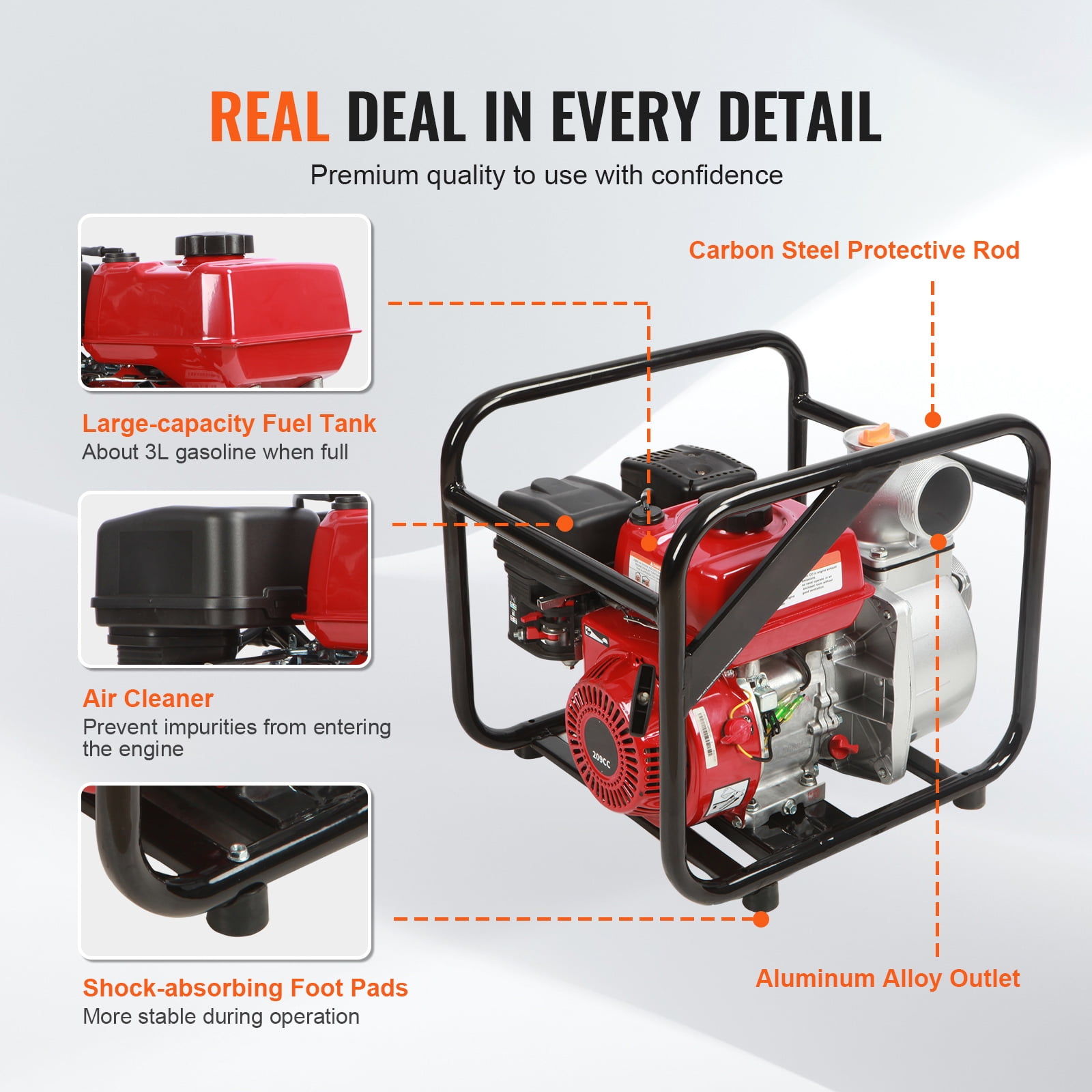 KFFKFF gasoline engine water pump gas power water conveying pump 3 "7 horsepower and 4 rushes