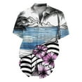 thumbnail image 4 of Dwralegc Hawaiian Shirt for Men Henley Trendy Vacation Shirts Big & Tall Floral Tropical Printed Tops Summer Short Sleeves Lapel Collar Clothes Royal Blue 5XL, 4 of 5