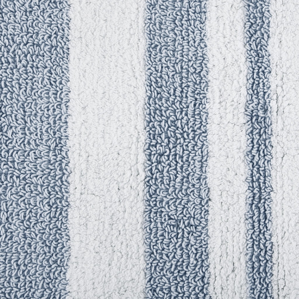 Reversible Cotton Bath Rug 20x30 Inches Casual Stripes Soft Absorbent Luxury Bathroom Mat OEKO-TEX Certified Machine Washable