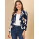 thumbnail image 4 of INSPIRE CHIC Chaqueta abierta de la chaqueta del traje de la cosecha del trabajo de la oficina del frente de las mujeres Azul profundo-Floral S, 4 of 6