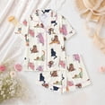 thumbnail image 2 of Likimi Toddler Girls Pajamas Set Short Sleeve Cat Print Lapel Button Down Pjs Tops With Shorts Comfort Homewear Set Size 3-4 Years, 2 of 4
