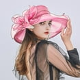thumbnail image 2 of Yigetop Fascinators Hats for Women Womens Summer Dress Hat Wide Leaf Flower Bridal Shower Hat Sun Hats Beach Hat Tea Party Hats for Women Hot Pink One Size, 2 of 6