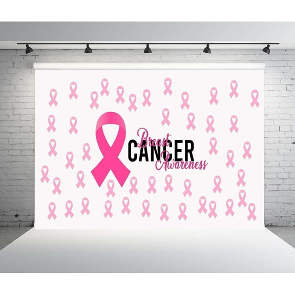Breast Cancer Awareness Beautiful Pink Backdrop Ribbon Party Background October Breast Cancer Month Decorations Banner Charity Activities Studio Photo Shoot Props