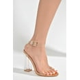 thumbnail image 5 of Cape Robbin Maria-2 Lucite Clear Strappy Block High Heel Open Peep Toe Sandals (Rose Gold, 8), 5 of 8