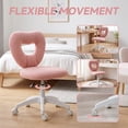 thumbnail image 5 of HOMCOM Armless Home Office Desk Chair, Computer Task Chair, Teddy Fleece Heart Makeup Vanity Chair with Swivel Wheels, Adjustable Height, Pink, 5 of 9