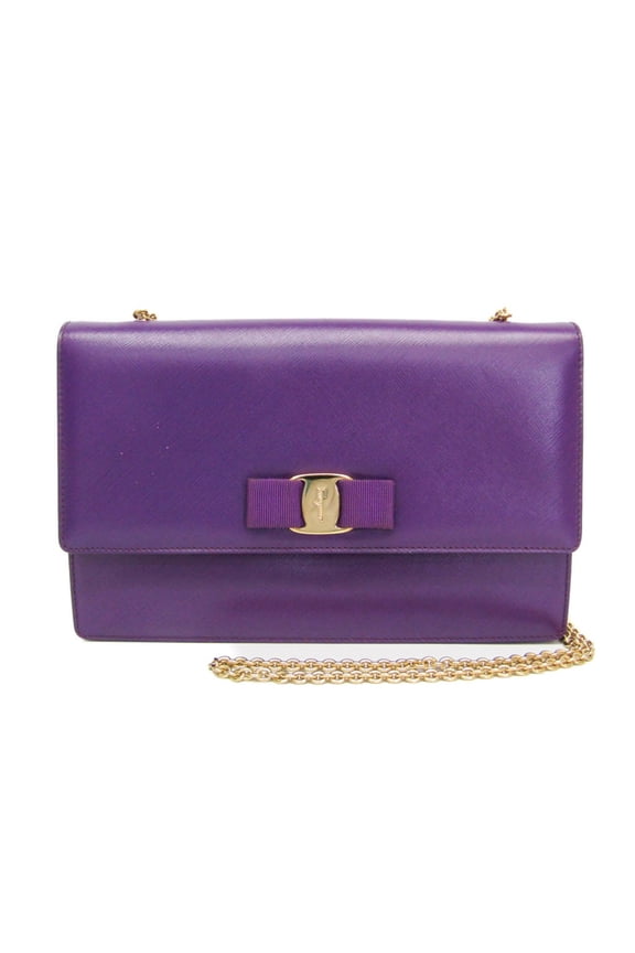 Pre-Owned Salvatore Ferragamo Vara Chain Shoulder Bag AU 21 D855 Women's Leather... (Good)