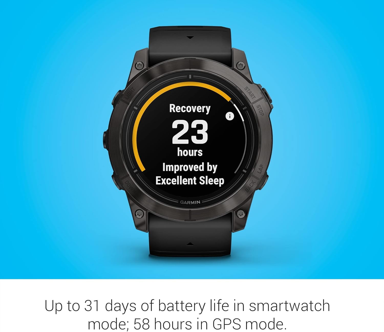 GARMIN, 361-00147-10, Epix Pro Gen 2 Sapphire Edition 51mm ,Oximeter, GPS Smartwatch, 744 Hour Battery Life, Android, iOS, Windows, macOS, Black, 1 Count