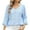 Blue, variant on Ladies' Solid Color V Neck Pattern Lace Up Sleeve Loose T Shirt For Spring/Summer