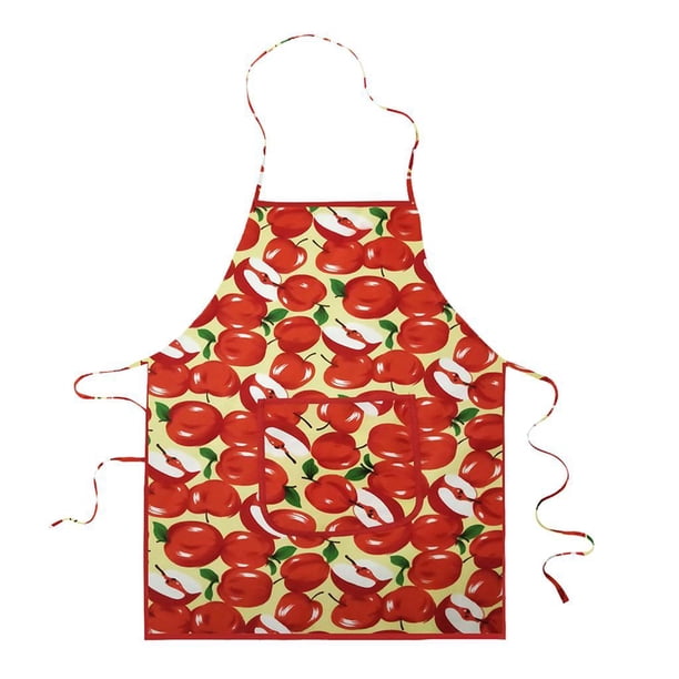 Delantal Con Bolsillos Para Babero - Lazos Extra , Delantal De De , Material Para Mujeres manzana roja