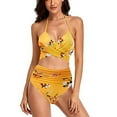 thumbnail image 2 of CNKOO Plus Size Swimsuit Women Cross High Waisted String Floral Printed 2 Piece Bathing Suit Bikini, 2 of 5