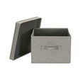 thumbnail image 5 of Household Essentials Large Fabric Storage Bins 2 Pack, Soft Poly Linen with Sturdy Sides, Attached Handle and Fully Removable Lid, Gray, 5 of 10