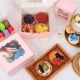 thumbnail image 6 of 50 Pcs 4x4x2.5 Inch Bakery Boxes with Window, Pink Cookie Boxes for Gift Giving, Treat Box for Desserts, Macarons, Donuts, Pastries, 6 of 8