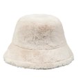 thumbnail image 3 of Kixjoy Women's Winter Plush Bucket Hat – Fluffy Faux Fur Warm Lining Wide Brim Cap,Beige, 3 of 3