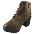 thumbnail image 2 of Womens Casual Lug Sole Chunky Heel Ankle Combat Boot, 2 of 2