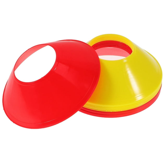 Phenofice 20 Pcs Cônes d'Entraînement Mini Rouges Jaunes pour Exercices d'Agilité Pratique de Football Portables PE 5.1x5.1x1.6in