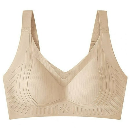Up to 60% off Wireless Bra  Women Fashion Solid Color Droop-proof Steel Ring-free Seamless Top-up Adjustable Underwear Daily Bra(Coffee XXXL)