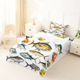 thumbnail image 3 of Manfei Vibrant Ocean Fish Twin Sheets, Marine Animal Bedding, White Blue Orange, 3 Pieces, 1 Flat Sheet, 1 Fitted Sheet and 1 Pillowcase, 3 of 6