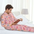 thumbnail image 6 of Naloa Colorful Pets Paws Men’s Pajamas Set - Long Sleeve Button Down Sleep Shirt and Pajama Bottoms Sleepwear Set-Small, 6 of 7
