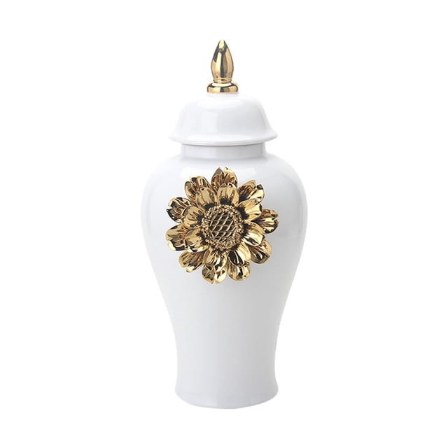 Jarrón de cerámica con flores, tarro de jengibre de porcelana, organizador decorativo blanco, regalo para fiestas 46cmx21.5cmx21.5cm