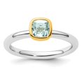 thumbnail image 2 of Auriga Fine Jewelry 925 Sterling Silver w/Gold-plate Aquamarine Ring for Women Size 8, 2 of 6
