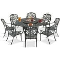thumbnail image 5 of SOCIALCOMFY 10-Piece Patio Cast Aluminum Dining Set, 8 Person Outdoor Dining Furniture Set, Includes 8 Chairs and 61" Large Round Dining Table with 31" Lazy Susan, Umbrella Hole for Lawn Deck Garden, 5 of 7